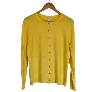 Charter Club Womens‎ Yellow Cardigan Sweater Size Large Classic Preppy Career